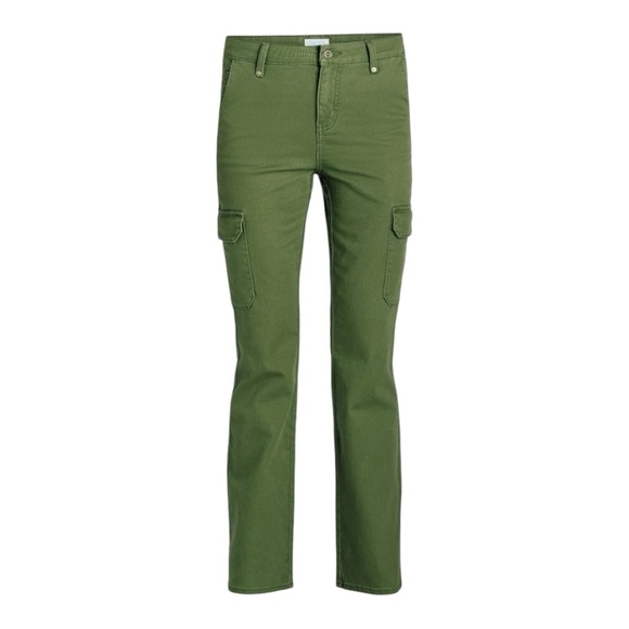 Time and Tru Size 4 High Rise Cargo Flare Jeans in Sea Turtle Green - Picture 3 of 6